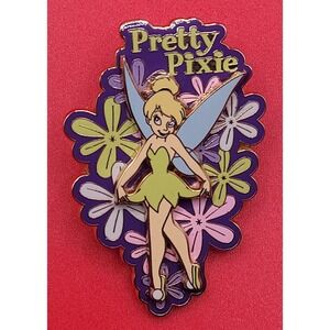 Disney Pretty Pixie Tinker Bell Pin Purple Pink Green Flowers‎ 3D 2003 Pin